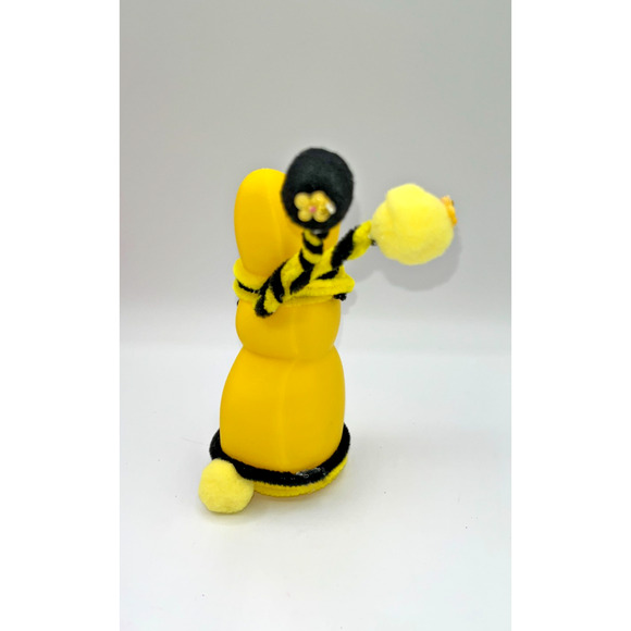Large Yellow Bunny Peep Ninja Bumble Bee Peep Fluffy Pom Deb O. Originals OOAK - Picture 13 of 16